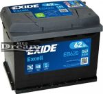 Exide Excell 62Ah 540A EB620 J+
