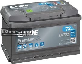 Exide Premium 72Ah 720A EA722 J+