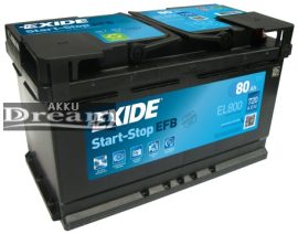 Exide 12V 80Ah 720A Start-Stop akkumulátor EFB J+ EL800