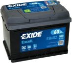 Exide Excell 60Ah 540A EB602 J+