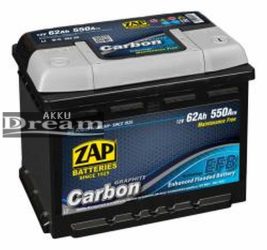Zap Carbon EFB Start-Stop 12V 62Ah 550A 56205 J+ autó akkumulátor